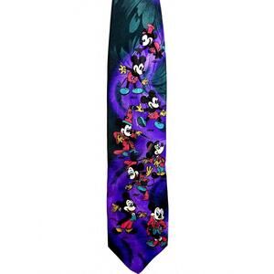 Vintage Disney Mickey Mouse Evolution Tie Made in Italy 58” Purple Necktie